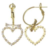 Brass Drop Earring, with Plastic, gold color plated, micro pave cubic zirconia & for woman, 39mm 
