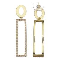 Brass Drop Earring, with Plastic Pearl, gold color plated, for woman, 52mm 