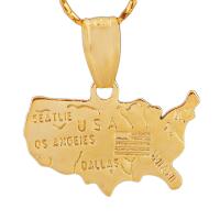 Colgantes de la joyería de cobre amarillo, metal, Mapa, unisexo, dorado, 23X26MM, Vendido por UD