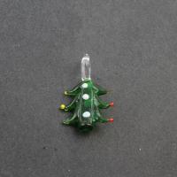 Handgewickelte Anhänger, Lampwork, Weihnachtsbaum, DIY, grün, 37*23*2mm, Bohrung:ca. 5mm, verkauft von PC
