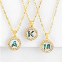 Cubic Zircon Micro Pave Brass Necklace, Alphabet Letter, 18K gold plated, fashion jewelry & with letter pattern & micro pave cubic zirconia & for woman, golden, 400+50*20*14mm 