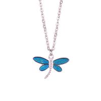Stainless Steel Jewelry Necklace, Dragonfly, plated, fashion jewelry & for woman & change their color according to the temperature, blue, 500*26*18mm 
