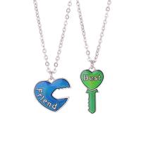 Stainless Steel Jewelry Necklace, heart and key, plated, fashion jewelry & Unisex & change their color according to the temperature, mixed colors, 21*22*28mm 