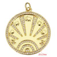 Cubic Zirconia Micro Pave Brass Pendant, Round, plated, fashion jewelry & for woman & with cubic zirconia, golden Approx 3mm 