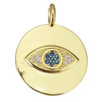 Cubic Zirconia Micro Pave Brass Pendant, Round, plated, fashion jewelry & for woman & with cubic zirconia, golden Approx 3.5mm 