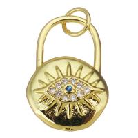 Cubic Zirconia Micro Pave Brass Pendant, Lock, plated, fashion jewelry & for woman & with cubic zirconia, golden Approx 3mm 