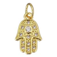 Cubic Zirconia Micro Pave Brass Pendant, Hand, plated, fashion jewelry & for woman & with cubic zirconia, golden Approx 3mm 