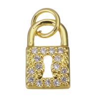 Cubic Zirconia Micro Pave Brass Pendant, Lock, plated, fashion jewelry & for woman & with cubic zirconia, golden Approx 3.5mm 