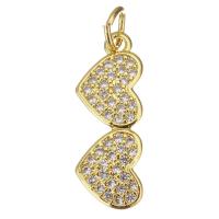 Cubic Zirconia Micro Pave Brass Pendant, Heart, plated, fashion jewelry & for woman & with cubic zirconia, golden Approx 3.5mm 