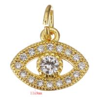 Cubic Zirconia Micro Pave Brass Pendant, Eye, plated, fashion jewelry & for woman & with cubic zirconia, golden Approx 3.5mm 