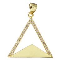 Cubique Pendentif en laiton zircon pavent, triangle, Placage, bijoux de mode & pour femme & avec zircone cubique, doré Environ 3.5mm, Vendu par PC