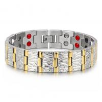 Men Bracelet, Stainless Steel, with Magnet, plated, for man Approx 7.6 Inch 