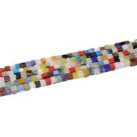 Mixed Gemstone Beads, Natural Stone, Square, polished, DIY, multi-colored 