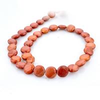 Natürliche Malachit Perlen, Naturstein, flache Runde, poliert, DIY, rot, 12mm, 30PCs/Strang, verkauft von Strang