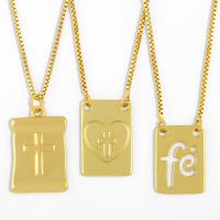Brass Jewelry Necklace, Rectangle, 18K gold plated, fashion jewelry & for woman, golden, 450+50*21*13mm 