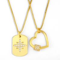 Cubic Zircon Micro Pave Brass Necklace, 18K gold plated, fashion jewelry & micro pave cubic zirconia & for woman, golden, 450+50*19*19mm 