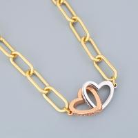 Brass Jewelry Necklace, Heart, 18K gold plated, fashion jewelry & for woman, golden, 450+50*30*15mm 