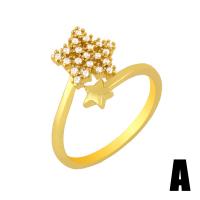 Латунь Манжеты палец кольцо, 18K позолоченный, ювелирные изделия моды & разные стили для выбора & инкрустированное микро кубического циркония & Женский, Золотой, продается PC