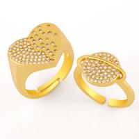 Brass Open Finger Ring, 18K gold plated, fashion jewelry & micro pave cubic zirconia & for woman, golden 