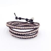 Wrap Bracelets, Crystal, with leather cord, polished, for woman Approx 17.71 Inch 