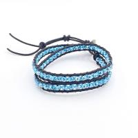 Wickel Armbänder, Kristall, mit Lederband, für Frau, mehrere Farben vorhanden, Länge:ca. 11.81 ZollInch, verkauft von Strang