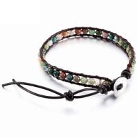Gemstone Bracelets, with leather cord, polished, Adjustable & Unisex Approx 17-21 cm 