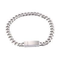 Men Bracelet, 316L Stainless Steel, plated, fashion jewelry, silver color, 6MM Approx 224 mm 