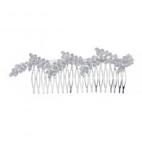 Bridal Decorative Hair Comb, Zinc Alloy, with Rhinestone, Butterfly, silver color plated, for woman 