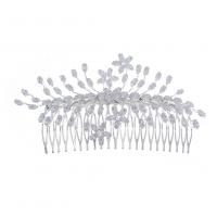 Decorative Hair Combs, Zinc Alloy, with Rhinestone, Butterfly, silver color plated, for woman 
