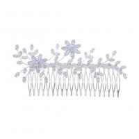 Decorative Hair Combs, Zinc Alloy, with Rhinestone, Butterfly, silver color plated, for woman 