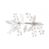 Alligator Hair Clip, Zinc Alloy, silver color plated, for woman & with rhinestone, white 