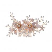 Decorative Hair Combs, Zinc Alloy, gold color plated, for woman & with rhinestone 