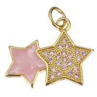 Cubique Pendentif en laiton zircon pavent, étoile, Placage, bijoux de mode & DIY & pour femme & avec zircone cubique, rose Environ 3.5mm, Vendu par PC
