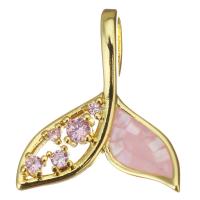 Cubic Zirconia Micro Pave Brass Pendant, Mermaid tail, plated, fashion jewelry & DIY & for woman & with cubic zirconia, pink Approx 