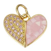 Cubique Pendentif en laiton zircon pavent, coeur, Placage, bijoux de mode & DIY & pour femme & avec zircone cubique, rose Environ 3.5mm, Vendu par PC
