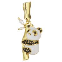 Cubic Zirconia Micro Pave Brass Pendant, Panda, plated, fashion jewelry & DIY & for woman & with cubic zirconia, golden Approx 