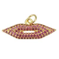 Cubic Zirconia Micro Pave Brass Pendant, Lip, plated, fashion jewelry & DIY & for woman & with cubic zirconia Approx 3.5mm 