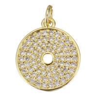 Cubique Pendentif en laiton zircon pavent, Rond, Placage, bijoux de mode & DIY & pour femme & avec zircone cubique, doré Environ 3.5mm, Vendu par PC