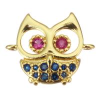 Cubic Zirconia Micro Pave Brass Connector, Owl, plated, fashion jewelry & DIY & for woman & with cubic zirconia Approx 1.5mm 