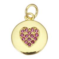 Cubic Zirconia Micro Pave Brass Pendant, Round, plated, fashion jewelry & DIY & for woman & with cubic zirconia, golden Approx 3.5mm 