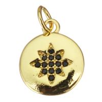 Cubic Zirconia Micro Pave Brass Pendant, Round, plated, fashion jewelry & DIY & for woman & with cubic zirconia, golden Approx 3mm 