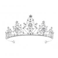 Bridal Tiaras, Zinc Alloy, with Rhinestone, Crown, silver color plated, for woman 