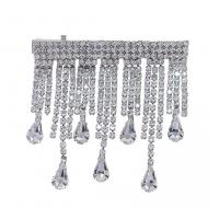 Alligator Hair Clip, Zinc Alloy, with Rhinestone, Tassel, silver color plated, for woman 