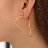 Brass Drop Earring, Triangle, plated, for woman, golden, 33*50mm 