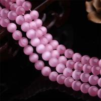Cats Eye Beads, Round, polished, DIY rose pink 
