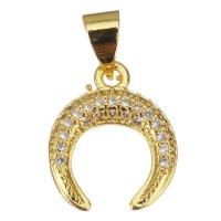 Cubic Zirconia Micro Pave Brass Pendant, Moon, plated, fashion jewelry & DIY & for woman & with cubic zirconia, golden Approx 3.5mm 