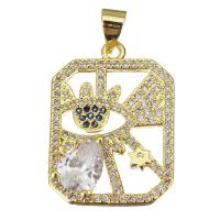 Cubic Zirconia Micro Pave Brass Pendant, plated, fashion jewelry & DIY & for woman & with cubic zirconia, golden Approx 3.5mm 