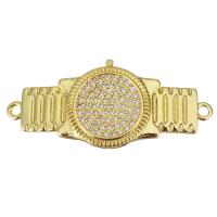 Zircon pavent Laiton Connector, montre, Placage, bijoux de mode & DIY & pour femme & avec zircone cubique, doré Environ 1.5mm, Vendu par PC