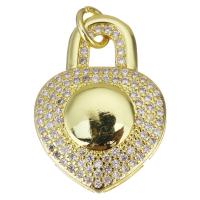 Cubic Zirconia Micro Pave Brass Pendant, Lock, plated, fashion jewelry & DIY & for woman & with cubic zirconia, golden Approx 3.5mm 