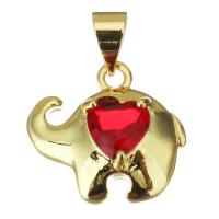 Cubic Zirconia Micro Pave Brass Pendant, Elephant, plated, fashion jewelry & DIY & for woman & with cubic zirconia, golden Approx 3.5mm 